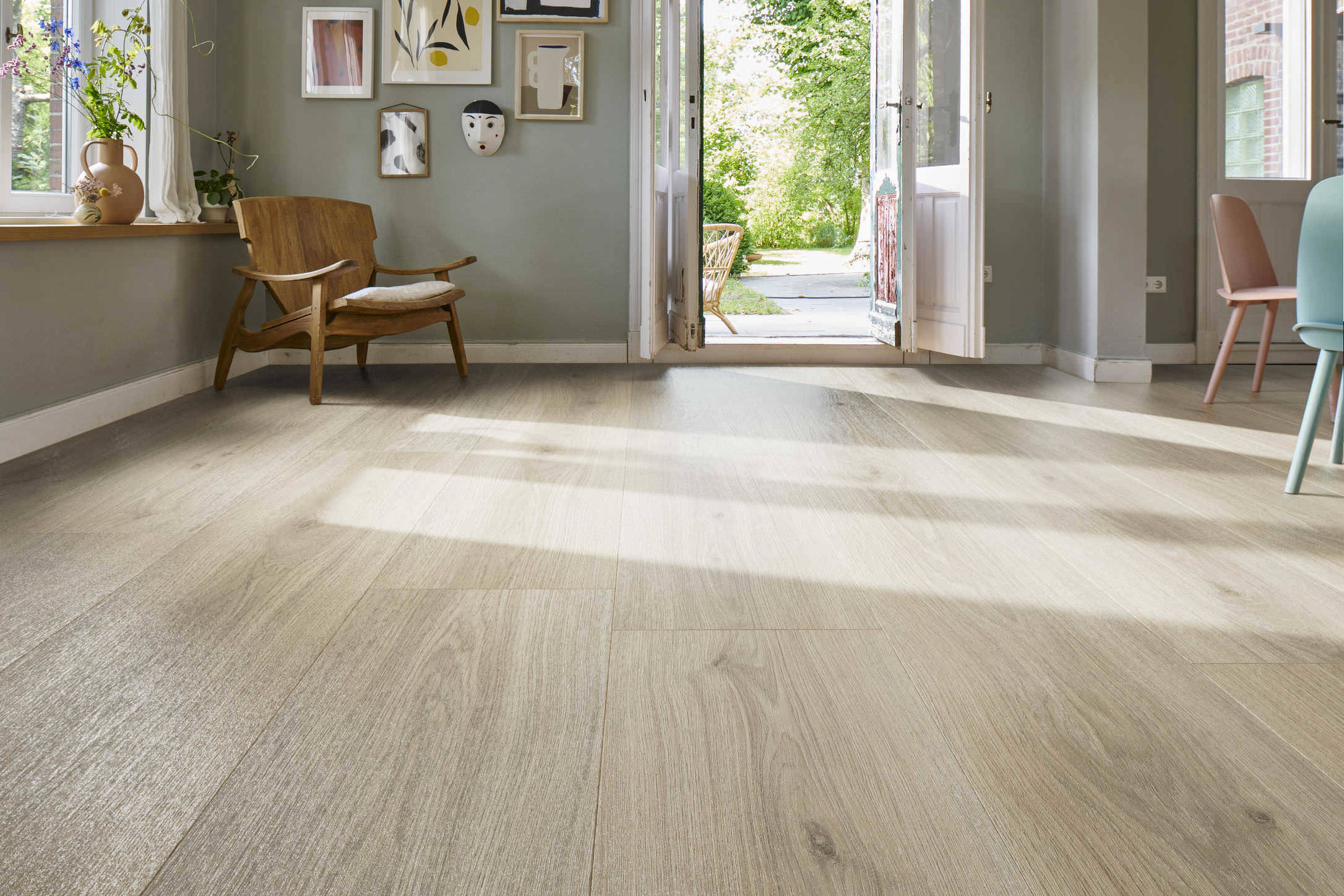 Laminate Floor Tritty 200 Aqua Plank 1-Strip 4V Oak Emilia Valvet Grey