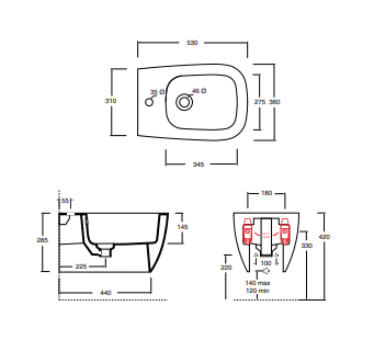 Bidet Wunder wall hung
