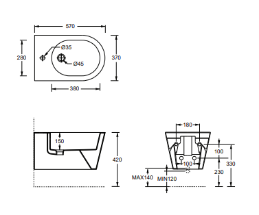 Bidet Hide round wall hung
