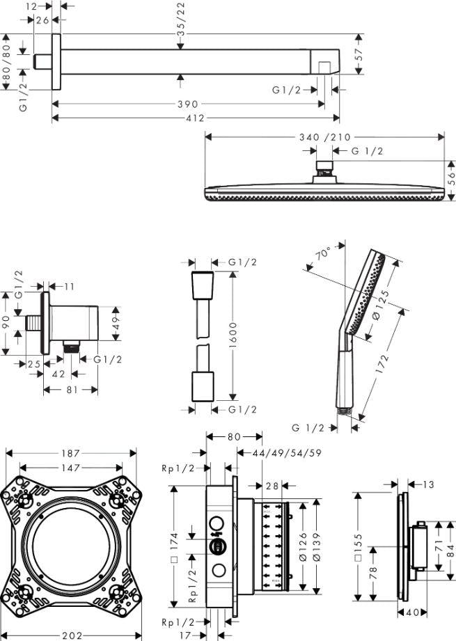 Shower Raindance Alive Q concealed 210/340 1jet