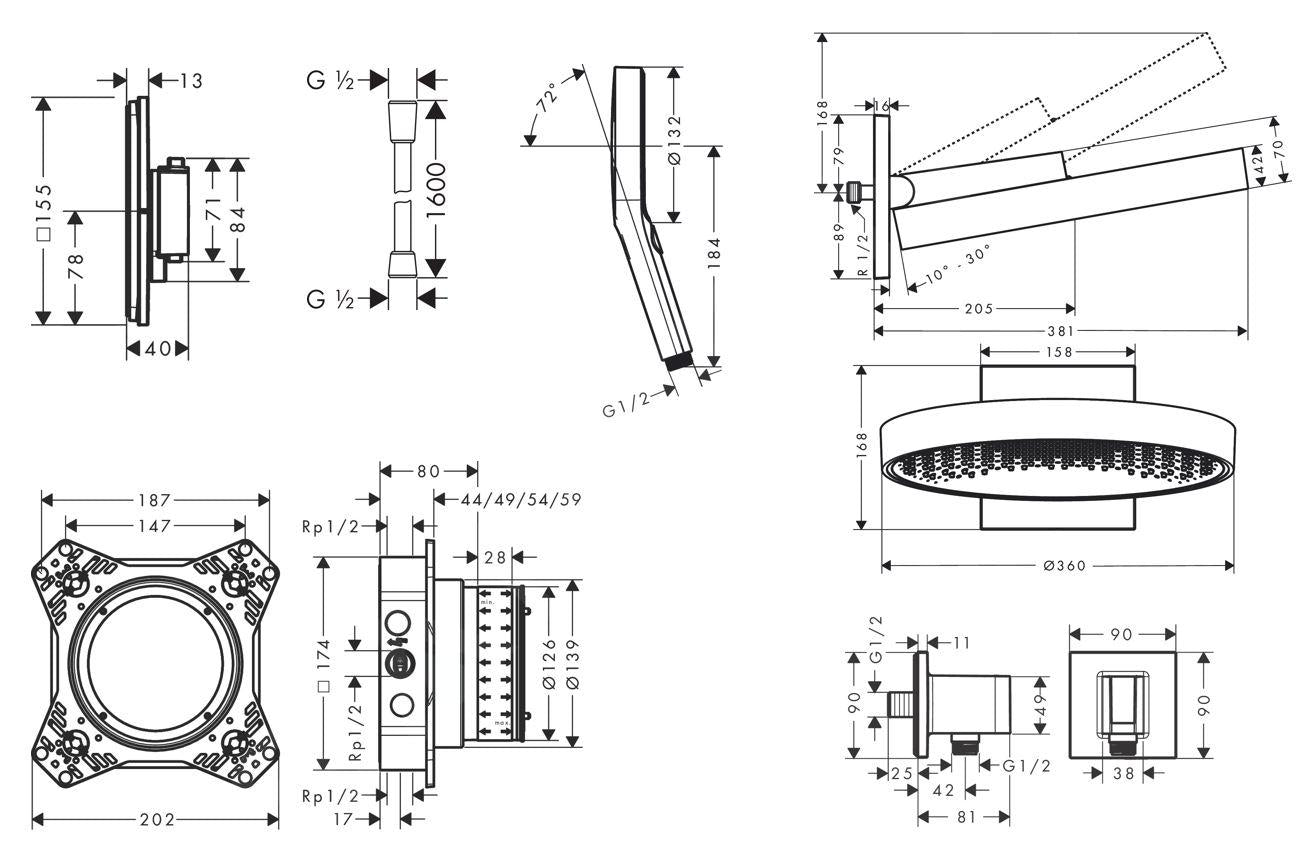 Shower Rainfinity concealed 360 3jet